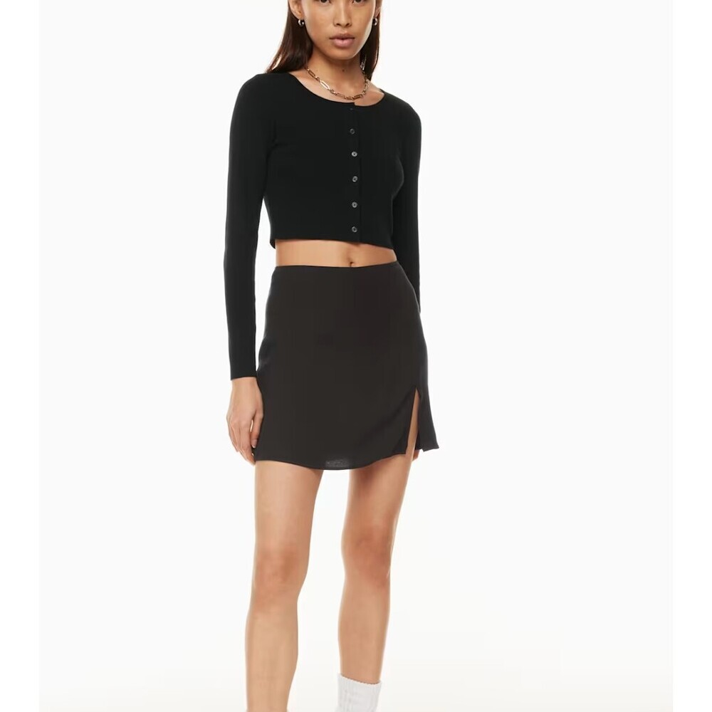 Aritzia Sunday Best Tatiana Aline Mini Skirt Slit in Black Size 2